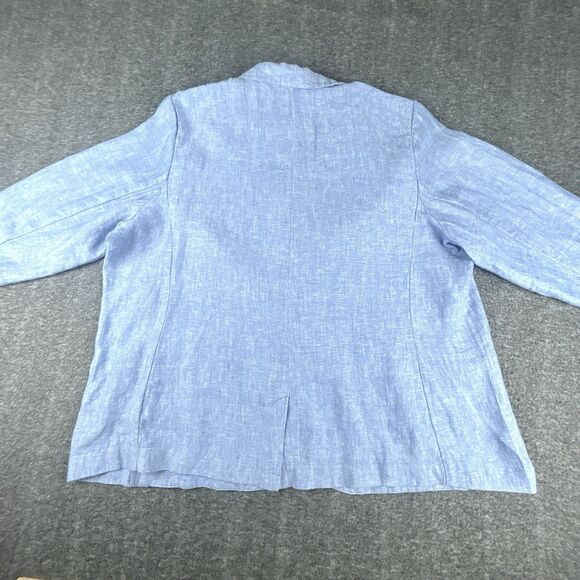 Land's End Blazer Women's Sz 2X 20W Blue 100% Linen 2-Button Summer Sport Coat - Picture 2 of 8